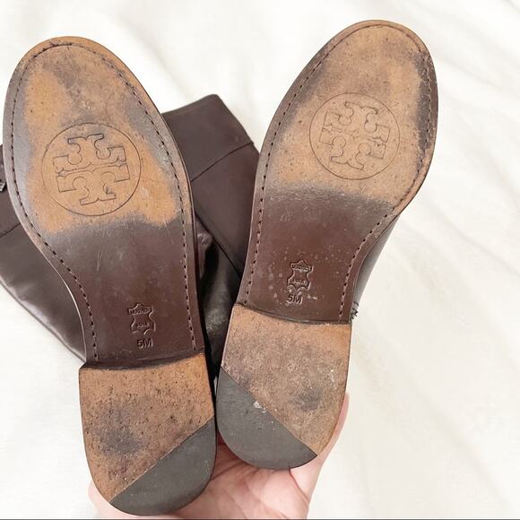 Tory Burch dark brown Jess riding boot equestrian gold hardware size 5 leather - Picture 6 of 10
